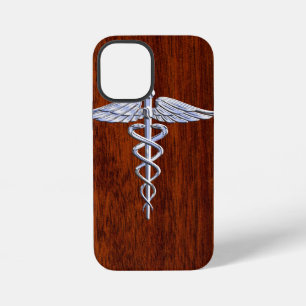Chrom wie Caduceus Medical Symbol Mahogany Dekor iPhone 12 Mini Hülle