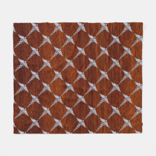 Chrom wie Caduceus Medical Symbol Mahogany Print Fleecedecke