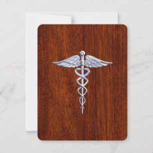 Chrom wie Caduceus Medical Symbol Mahogany Style