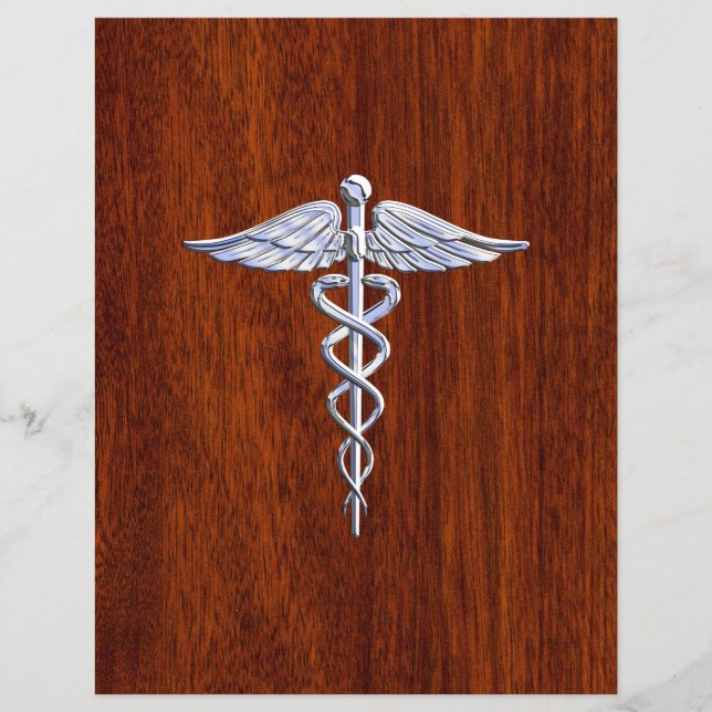 Chrom wie Caduceus Medical Symbol Mahogany Style Flyer (Vorne)