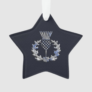 Chrom wie Kohlenstoff-Faser-Druckscottish-Distel Ornament