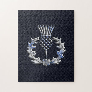 Chrom wie Kohlenstoff-Faser-Druckscottish-Distel Puzzle