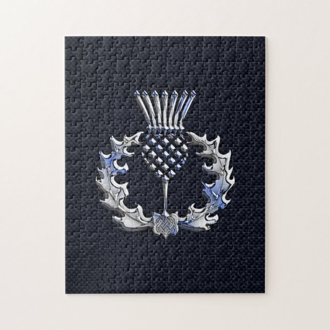 Chrom wie Kohlenstoff-Faser-Druckscottish-Distel Puzzle (Vertikal)