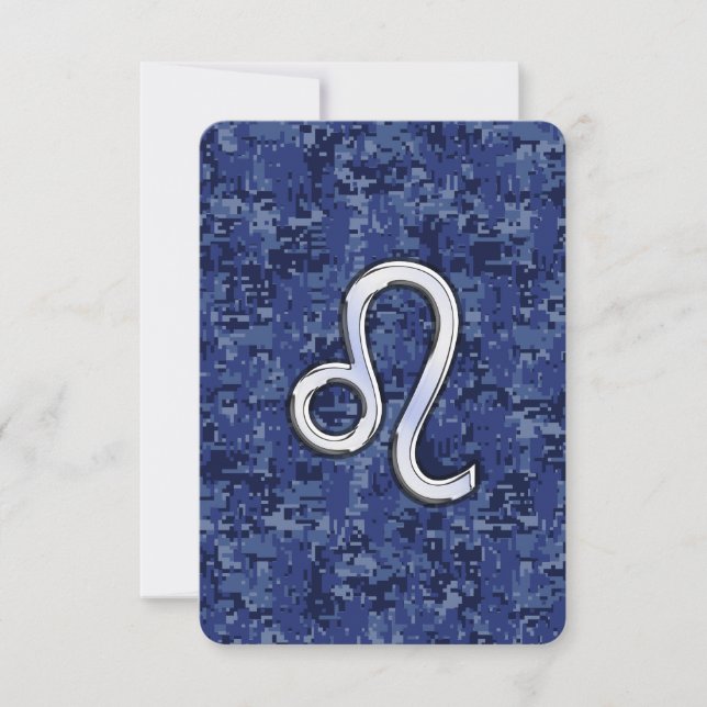 Chrom wie Leo Sign auf Navy Blue Digital Camouflag (Vorderseite)