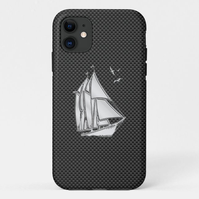 Chrom wie Regatta Sailboat auf Carbon Fibre Dekora Case-Mate iPhone Hülle (Rückseite)