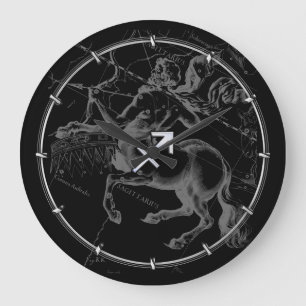 Chrom wie Sagittarius Zodiac Signage Hevelius Deco Große Wanduhr