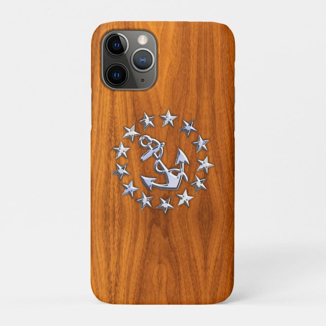 Chrom Yacht Flag Nautical Teak Holzdekor Case-Mate iPhone Hülle (Rückseite)