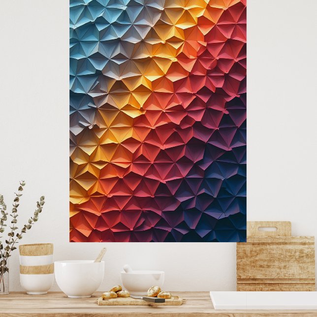 Chroma Fold: Geometric Prism Gradient Abstract Art Poster (Küche)