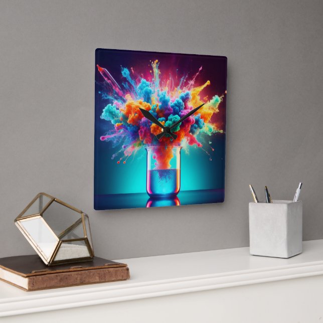 Chromatic Alchemy Quadratische Wanduhr (Büro)