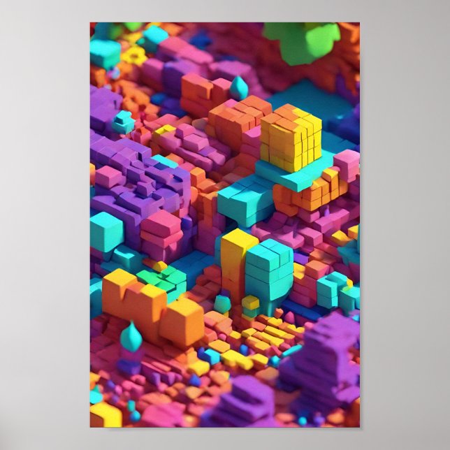 Chromatic Cube Mosaik Wall Art Poster (Vorne)