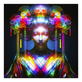 Chromatisch Farbige Glas-Geisha im Kontrast Fotodruck