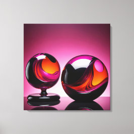 Chromatisch farbige Glaskegeln in Reflexion Leinwanddruck