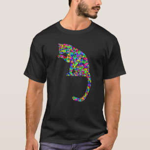 Chromatische abstrakte Katze Aquarell Katzen Kunst T-Shirt