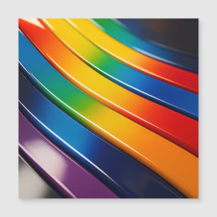 Chromatische Kurven — glänzende Regenbogenribbons Magnetkarte