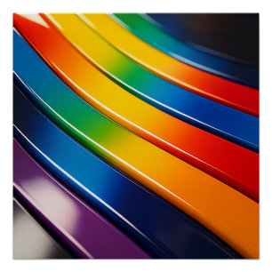 Chromatische Kurven — glänzende Regenbogenribbons Poster