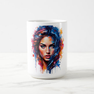 Chromatische Maus - Neon-Splash-Portrait Kaffeetasse