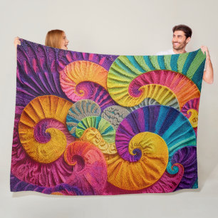 Chromatische Muscheln: Lebendiges Spiralmosaik Fleecedecke