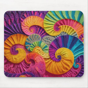 Chromatische Muscheln: Lebendiges Spiralmosaik Mousepad