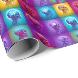 Chromatische Schädel - Psychedelisches Neonmuster Geschenkpapier