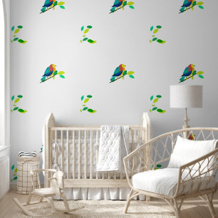 Chromatische Serenade: Vogel auf Ast Tapete
