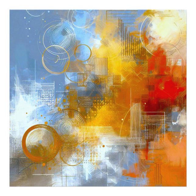 Chromatische Skyline: Puls der urbanen Abstraktion Fotodruck (Vorne)