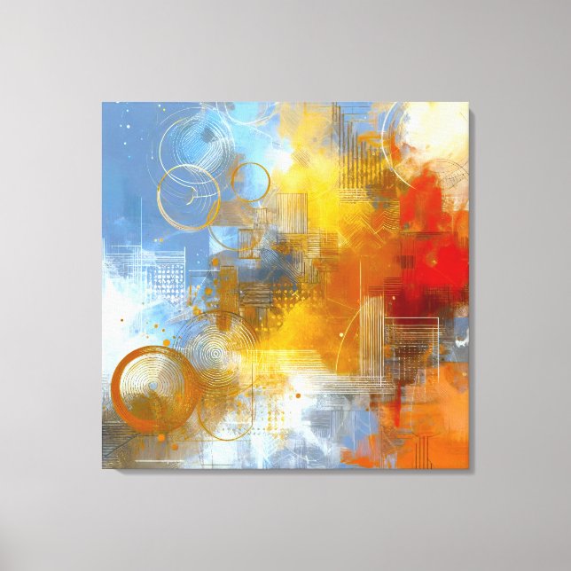 Chromatische Skyline: Puls der urbanen Abstraktion Leinwanddruck (Vorderseite)