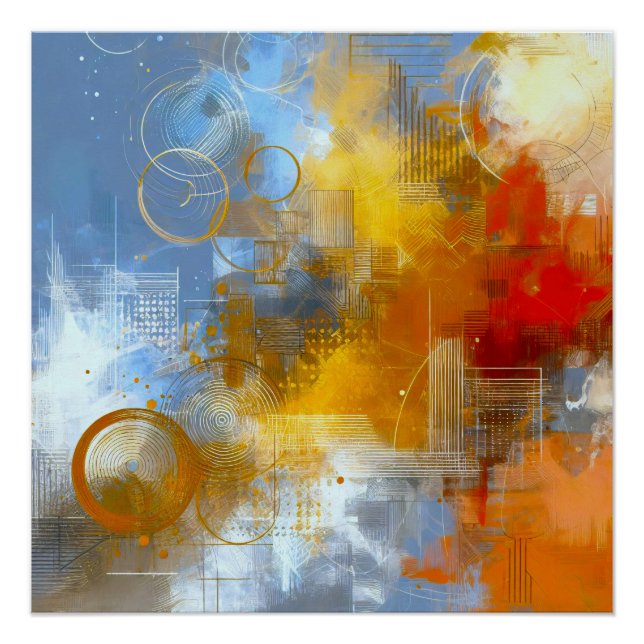 Chromatische Skyline: Puls der urbanen Abstraktion Poster (Vorderseite)