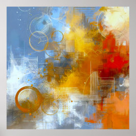 Chromatische Skyline: Puls der urbanen Abstraktion Poster