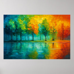Chromatische Spiegelungen - Regenbogenwald über de Poster