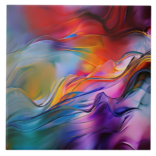 "Chromatische Ströme" Zeitgenössisches Abstrakt Fliese (Vorderseite)