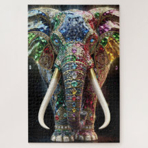 Chromatischer Elefant-Wandkunst | Lebendige geomet