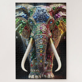 Chromatischer Elefant-Wandkunst | Lebendige geomet Puzzle
