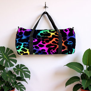 Chromatischer Fell-Leoparden-Druck Duffle Bag