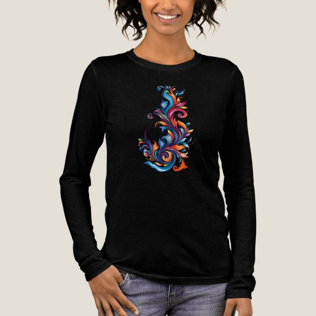 "Chromatischer Vortex" abstraktes Farbdessin Tri-Blend Shirt (Vorderseite)