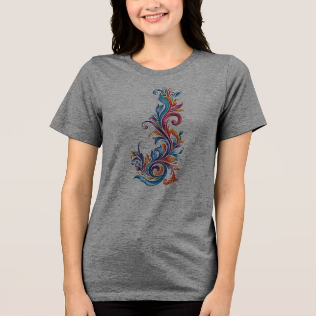 "Chromatischer Vortex" abstraktes Farbdessin Tri-Blend Shirt (Vorderseite)