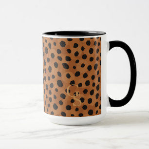 Chrombraune Geparden-Monogramm Tasse