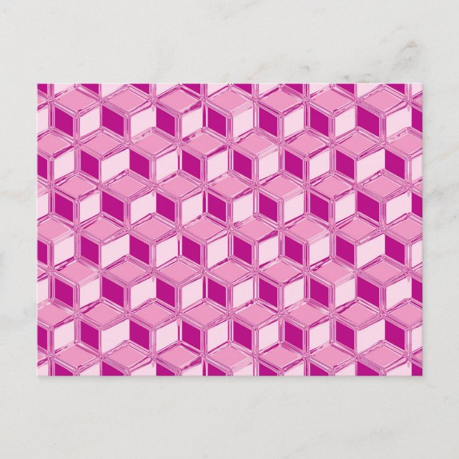 Chrome-3-d-Boxen - fuchsienrosa Postkarte (Vorderseite)