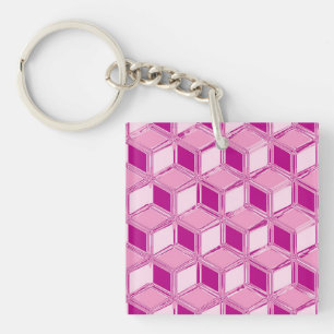 Chrome-3-d-Boxen - fuchsienrosa Schlüsselanhänger