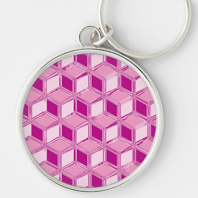 Chrome-3-d-Boxen - fuchsienrosa Schlüsselanhänger (Vorne)