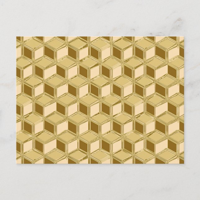 Chrome-3-D-Boxen - goldfarben Postkarte (Vorderseite)