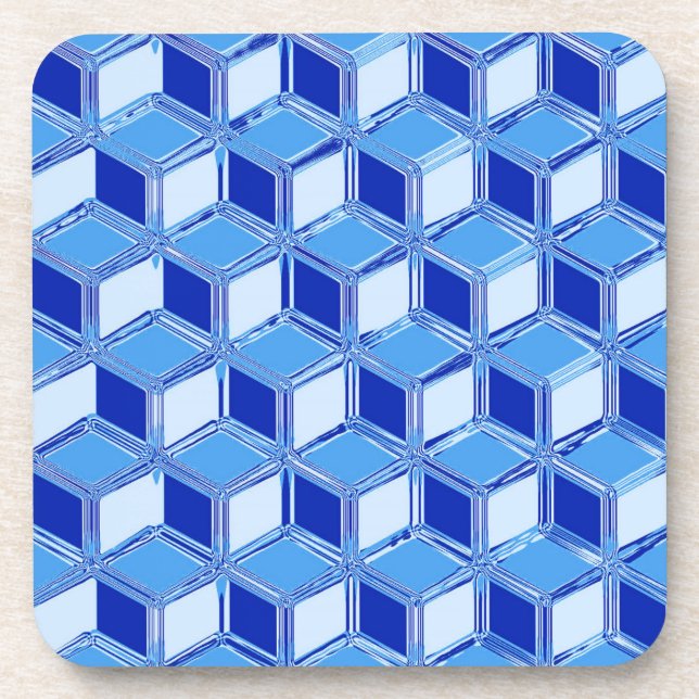 Chrome-3-d-Boxen - Kobaltblau Getränkeuntersetzer (Vorderseite)