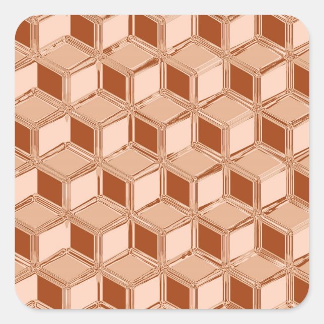Chrome-3-d-Boxen - kupferfarben Quadratischer Aufkleber (Vorderseite)