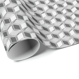 Chrome 3-d Boxen - silber grau Geschenkpapier