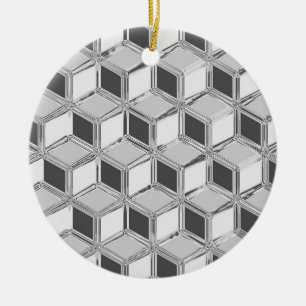 Chrome 3-d Boxen - silber grau Keramikornament