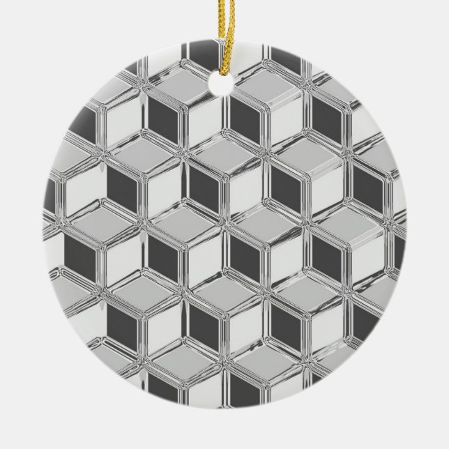 Chrome 3-d Boxen - silber grau Keramikornament (Vorne)