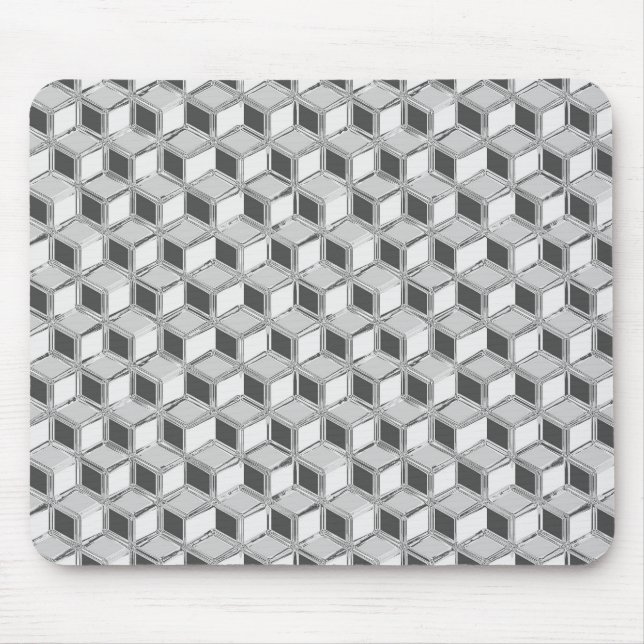 Chrome 3-d Boxen - silber grau Mousepad (Vorne)