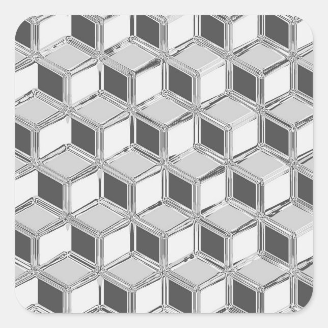Chrome 3-d Boxen - silber grau Quadratischer Aufkleber (Vorderseite)