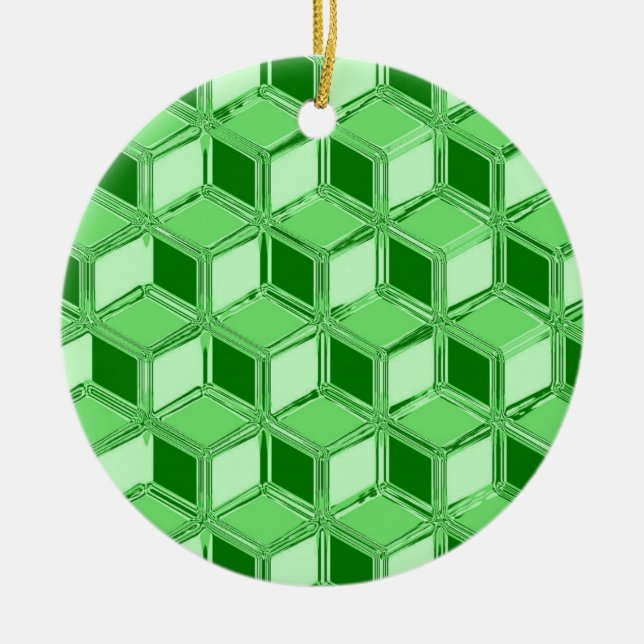 Chrome 3-d Boxen - Smaragdgrün Keramikornament (Vorne)