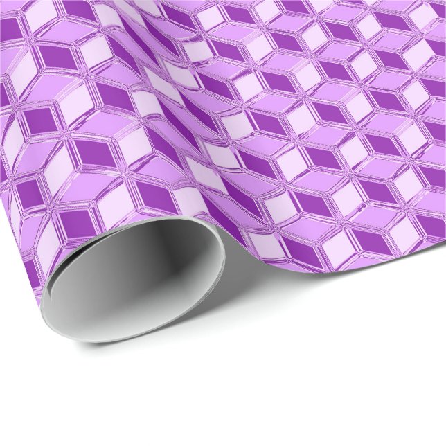 Chrome 3-d Boxen - violett lila Geschenkpapier (Rolleneckpunkt)