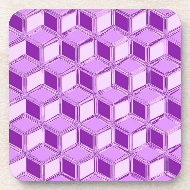 Chrome 3-d Boxen - violett lila Getränkeuntersetzer (Vorderseite)